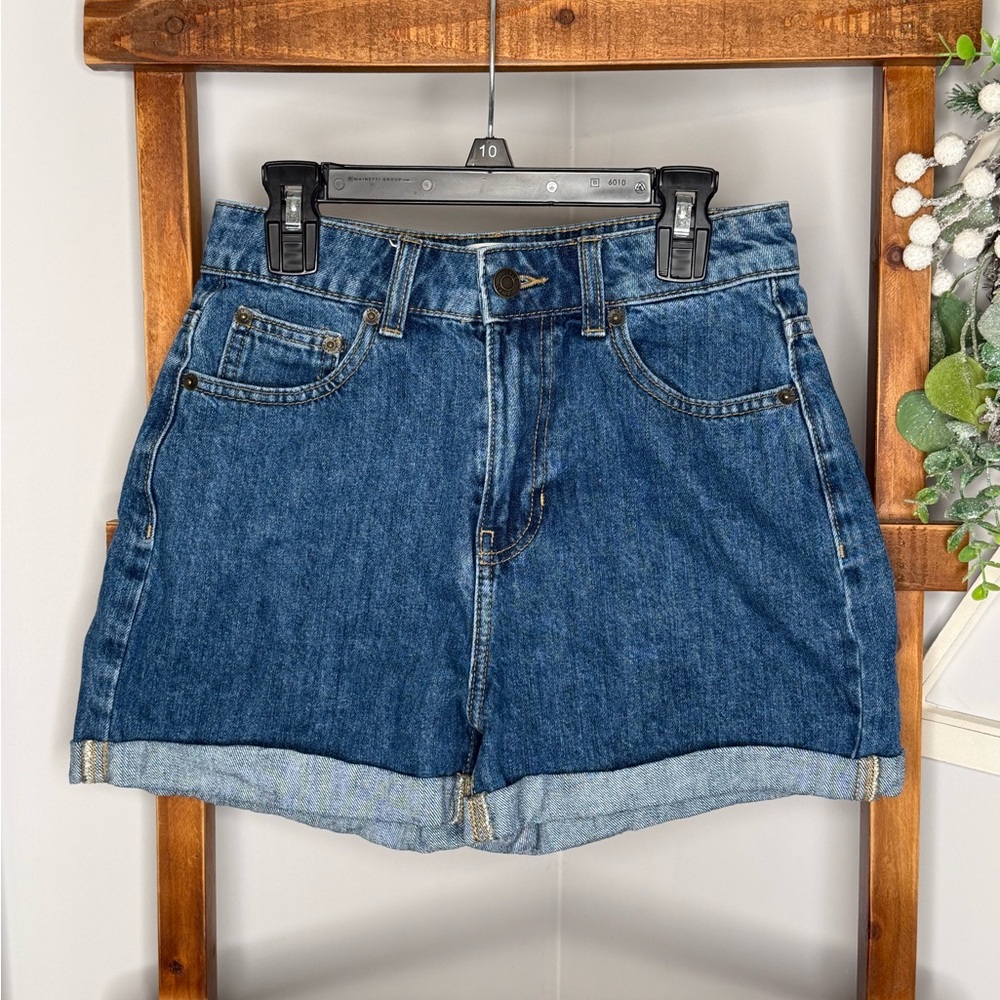 True Craft Blue Jean Shorts Mom High-Waisted Cuffed